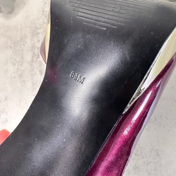 Guess by Marciano Heels WMNS Maroon & Gold US Sz 8.5M Pumps Office Party Glossy - Picture 8 of 11